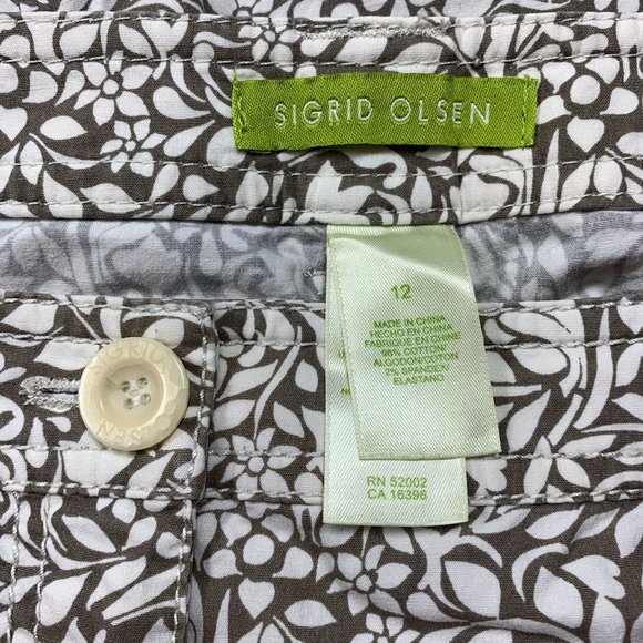 Sigrid Olsen 12 Capri Pants Brown White Casual - Picture 3 of 4